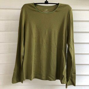 J Jill Satin-Trimmed Green Top M